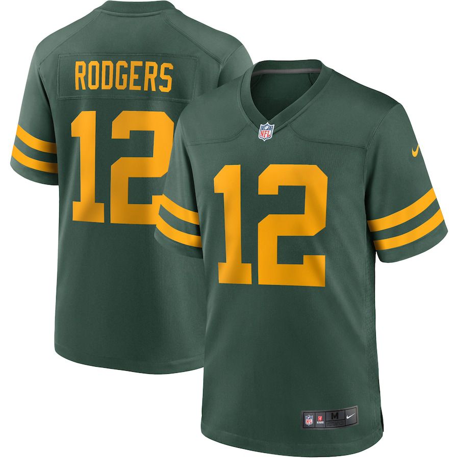 Men Green Bay Packers #12 Aaron Rodgers Nike Green Alternate Game Player NFL Jersey->green bay packers->NFL Jersey